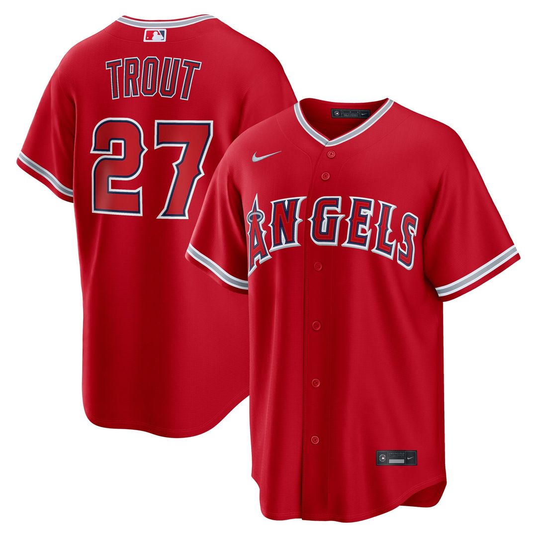 Men's Los Angeles Angels Mike Trout White Alternate Replica MLB Baseball Jersey - view 7
