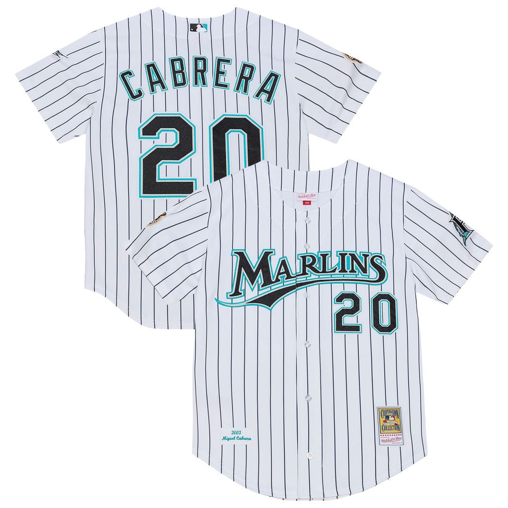 Men's Florida Marlins Miguel Cabrera White 2003 Cooperstown Collection MLB Baseball Jersey - view 1