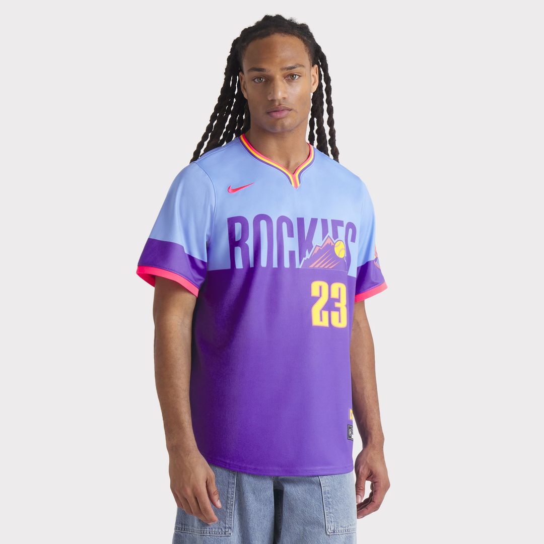 Men's Colorado Rockies Kris Bryant Purple/Light Blue 2025 City Connect Limited MLB Baseball Jersey - view 4