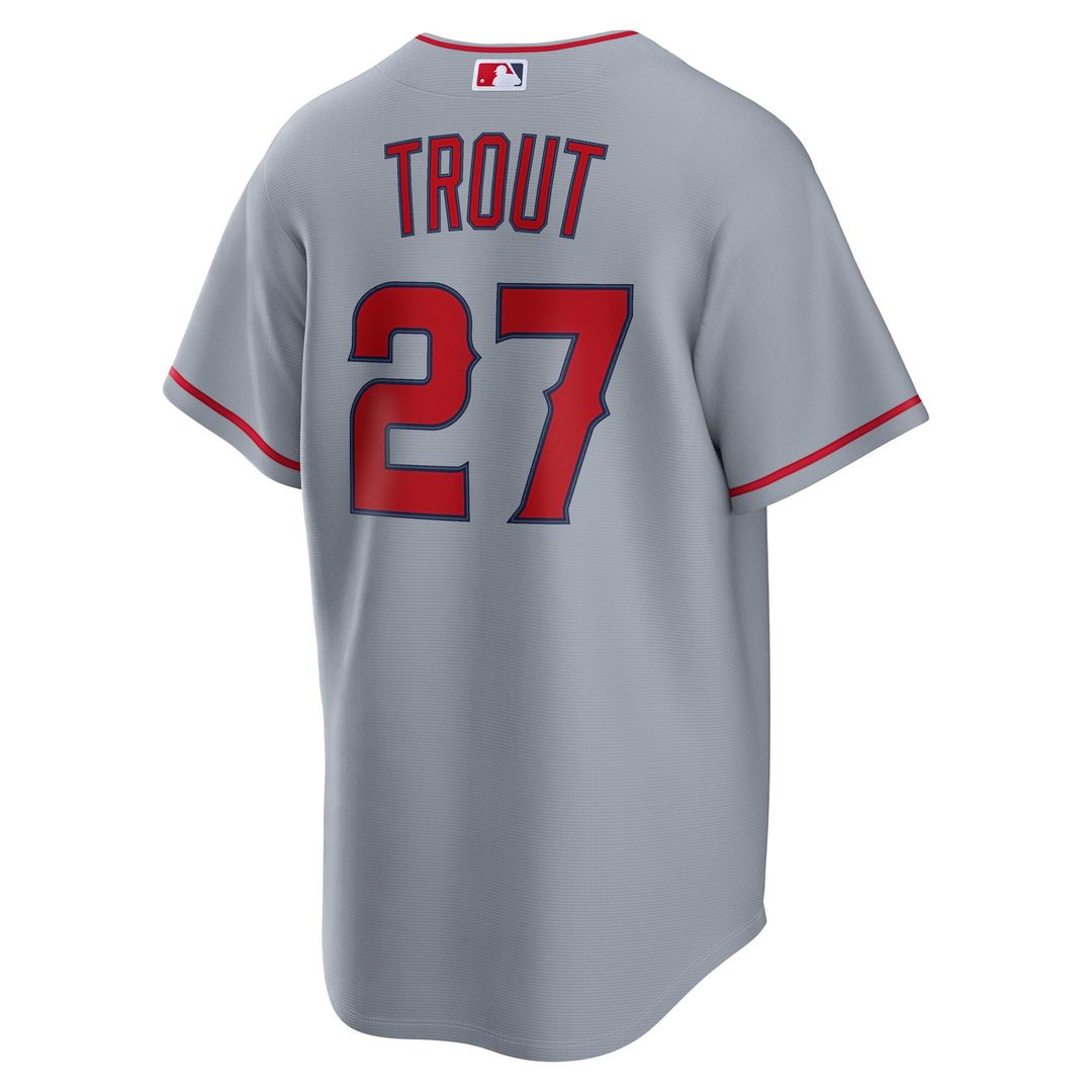 Men's Los Angeles Angels Mike Trout Gray Road Replica MLB Baseball Jersey - view 3