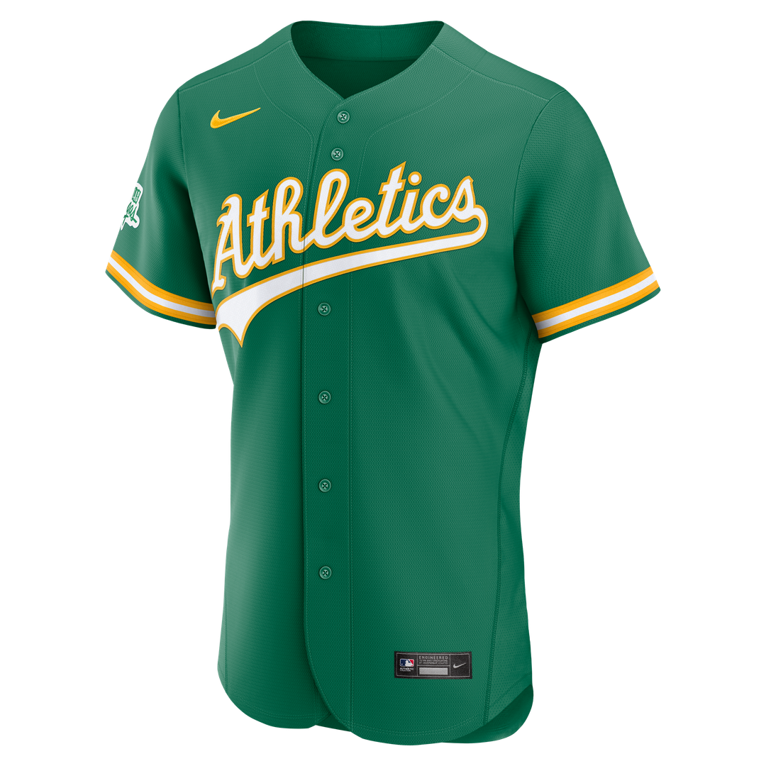 Men's Athletics Green Alternate Sponsor Patch MLB Baseball Jersey - view 2