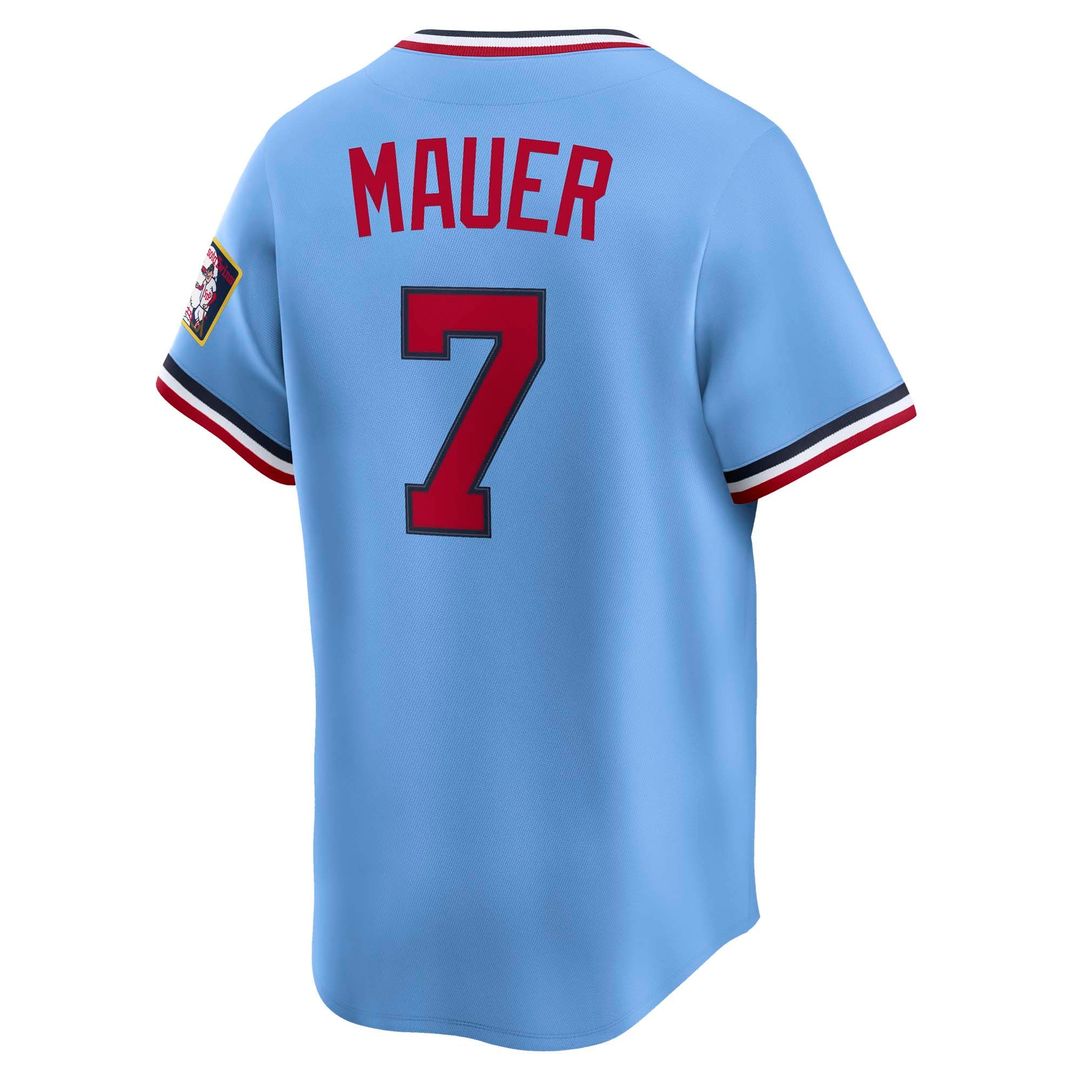 Men's Minnesota Twins Joe Mauer Light Blue Throwback Cooperstown Collection Limited MLB Baseball Jersey - view 3