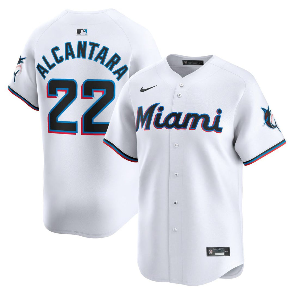 Men's Miami Marlins Sandy Alcantara White Home Limited MLB Baseball Jersey - view 1