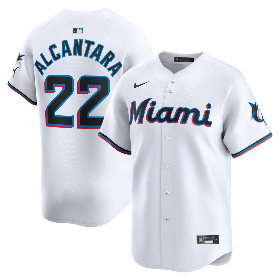 Men's Miami Marlins Sandy Alcantara White Home Limited MLB Baseball Jersey - view 1