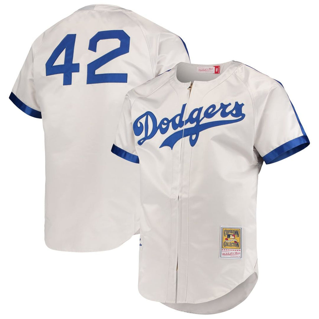 Men's Brooklyn Dodgers Jackie Robinson Gray Cooperstown Collection MLB Baseball Jersey - view 1