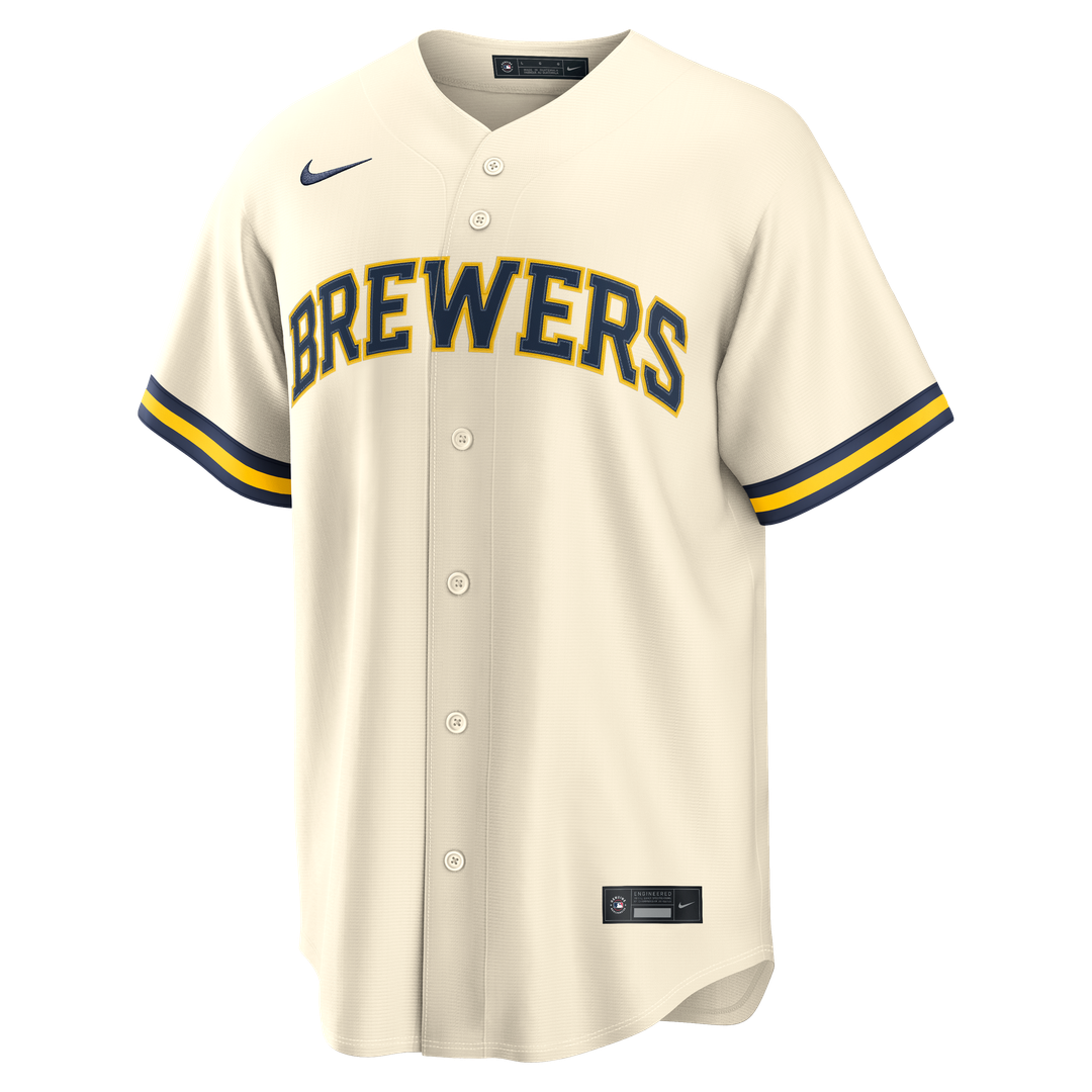 Men's Milwaukee Brewers Christian Yelich Cream Home Replica MLB Baseball Jersey - view 2