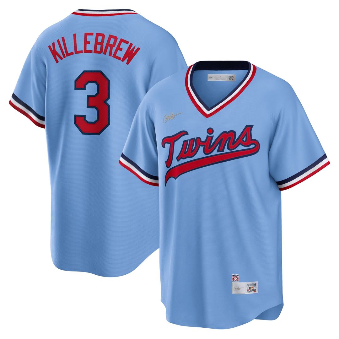 Men's Minnesota Twins Harmon Killebrew Light Blue Road Cooperstown Collection MLB Baseball Jersey - view 1